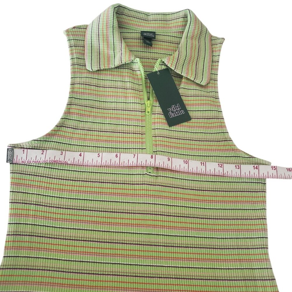 Wild Fable womens‎ mini dress Green color Size medium Stretch striped sleeveless - Picture 7 of 11